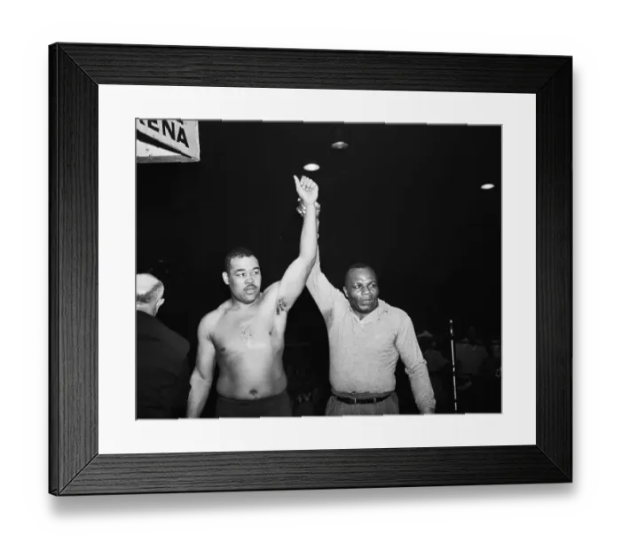 Framed Print : Joe Walcott Holding Up the Arm of Joe Louis Framed Print : Joe Walcott Holding Up the Arm of Joe Louis