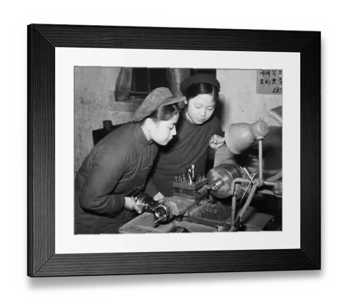 Framed Print : Women Machinists In Chinese Tool Plant Framed Print : Women Machinists In Chinese Tool Plant
