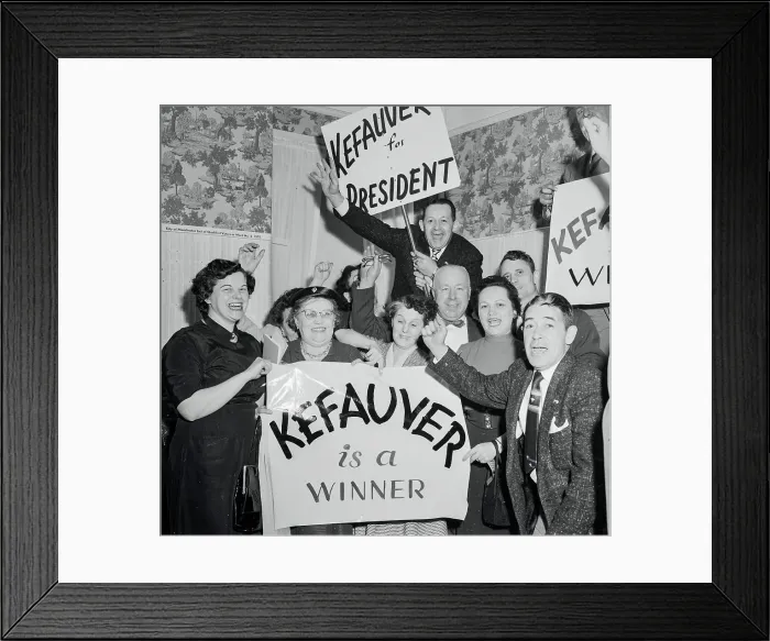 Framed Print : Supporters of Estes Kefauver Cheering