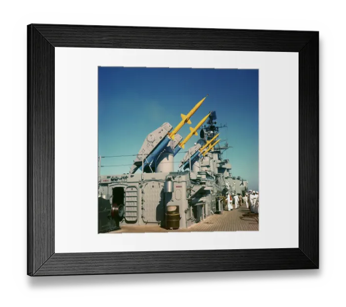 Framed Print : Firing of Missiles from Ship Framed Print : Firing of Missiles from Ship