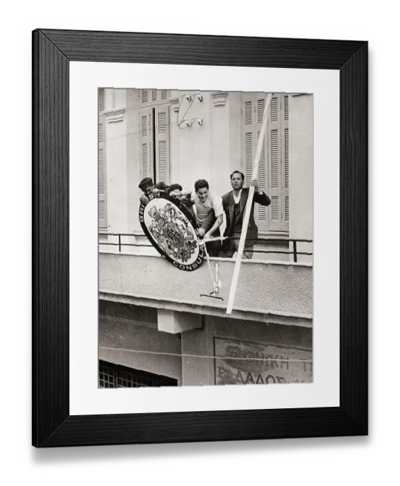 Framed Print : Greek Students Throw British Consul Sign Off Balcony Framed Print : Greek Students Throw British Consul Sign Off Balcony