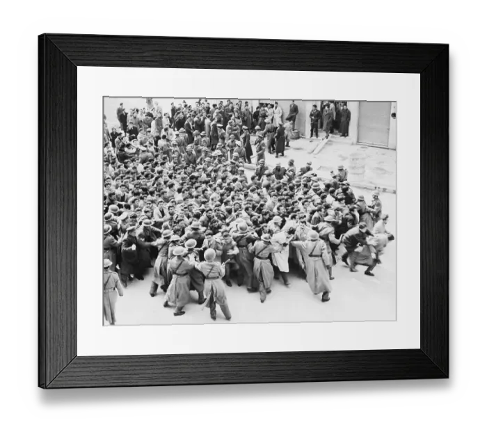 Framed Print : Rioters Forcing Through Army Cordon Framed Print : Rioters Forcing Through Army Cordon