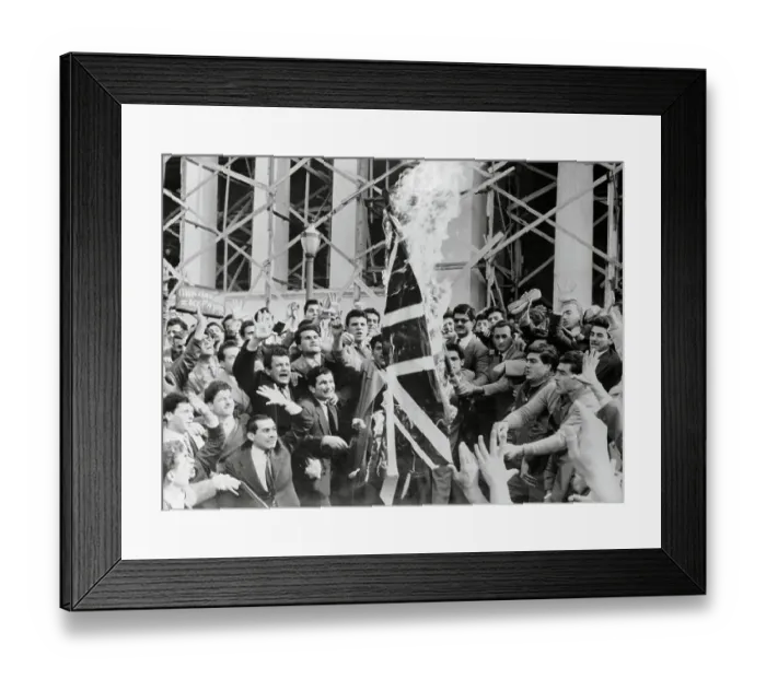 Framed Print : Greeks Burning British Flag Framed Print : Greeks Burning British Flag