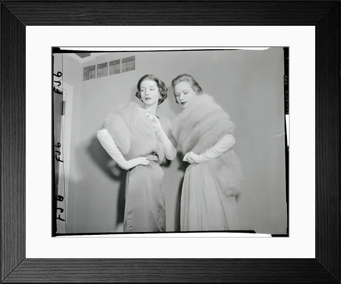 Framed Print : Portrait of Models with Furs Framed Print : Portrait of Models with Furs