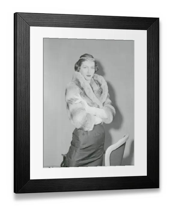 Framed Print : Portrait of Model Wearing Empress Chinchilla Framed Print : Portrait of Model Wearing Empress Chinchilla
