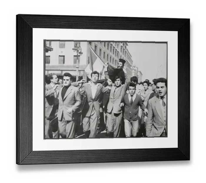 Framed Print : Crowd of Rally Goers in Street Framed Print : Crowd of Rally Goers in Street