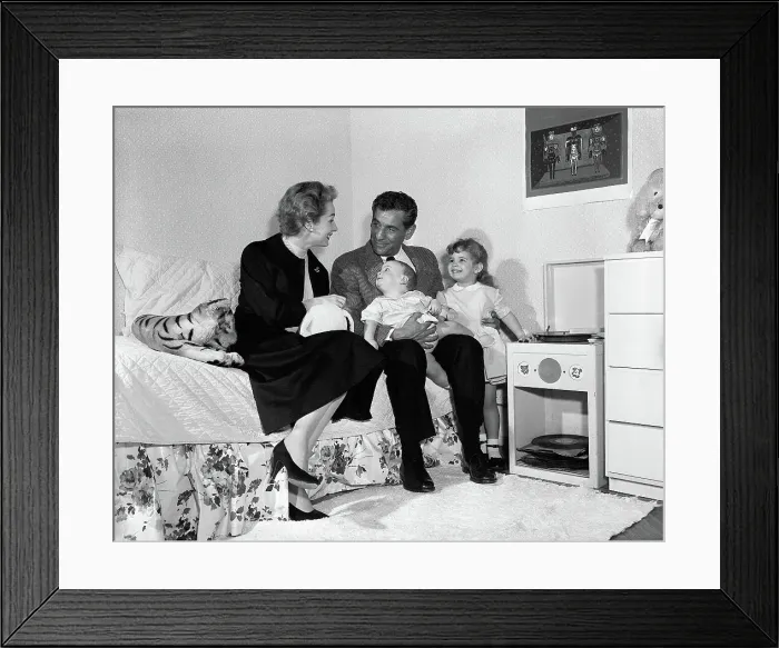 Framed Print : Leonard Bernstein Seated with wife and Kids Framed Print : Leonard Bernstein Seated with wife and Kids