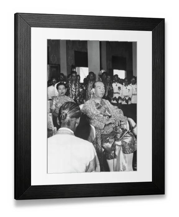 Framed Print : Portrait of Cambodian King Suramarit on His Throne Chair Framed Print : Portrait of Cambodian King Suramarit on His Throne Chair