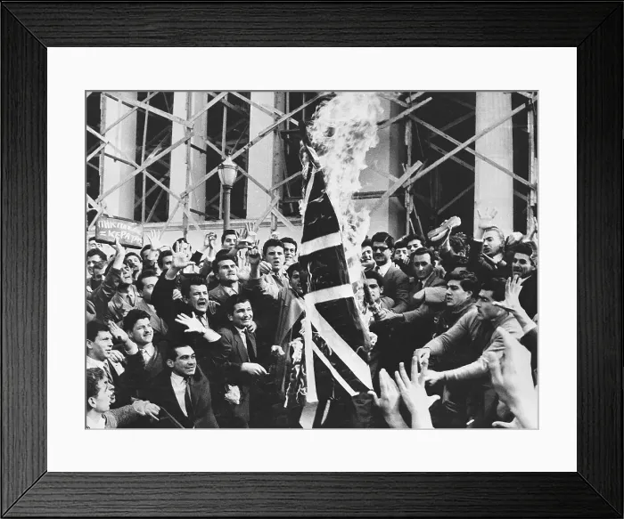 Framed Print : Greek Students Burn British Flag Framed Print : Greek Students Burn British Flag