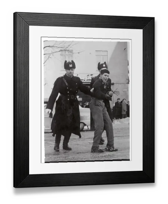 Framed Print : Police Removing a Finnish Striker from Work Site Framed Print : Police Removing a Finnish Striker from Work Site