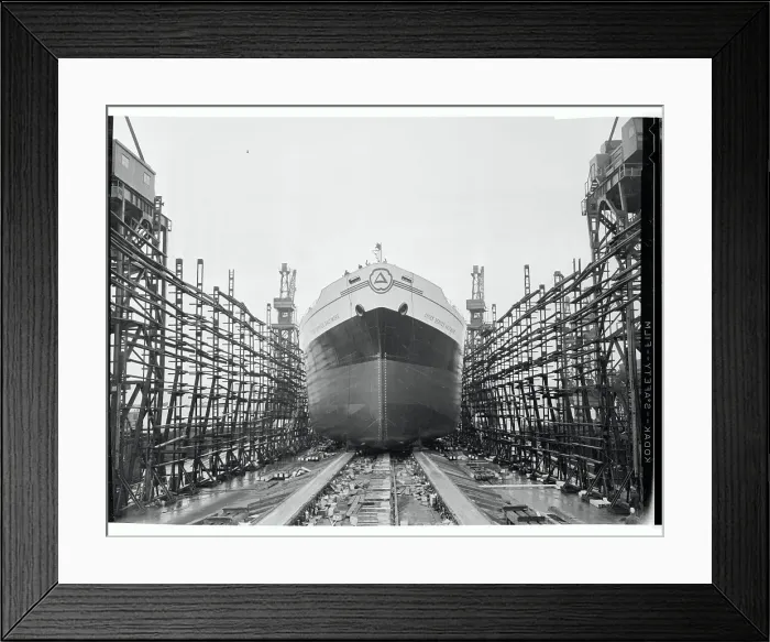Framed Print : View of Large Ship Before Launch