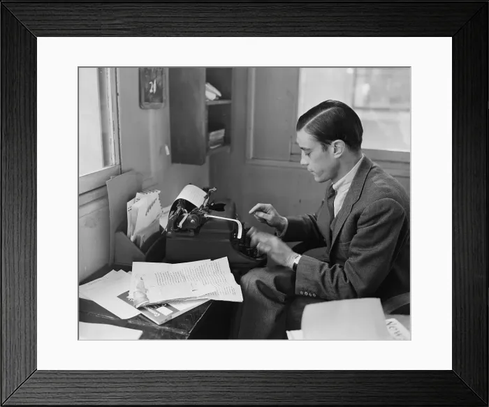 Framed Print : Benjamin Bradlee Working at His Typewriter Framed Print : Benjamin Bradlee Working at His Typewriter