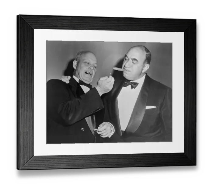 Framed Print : George Meany Lighting Cigar for William Zeckendorf Framed Print : George Meany Lighting Cigar for William Zeckendorf