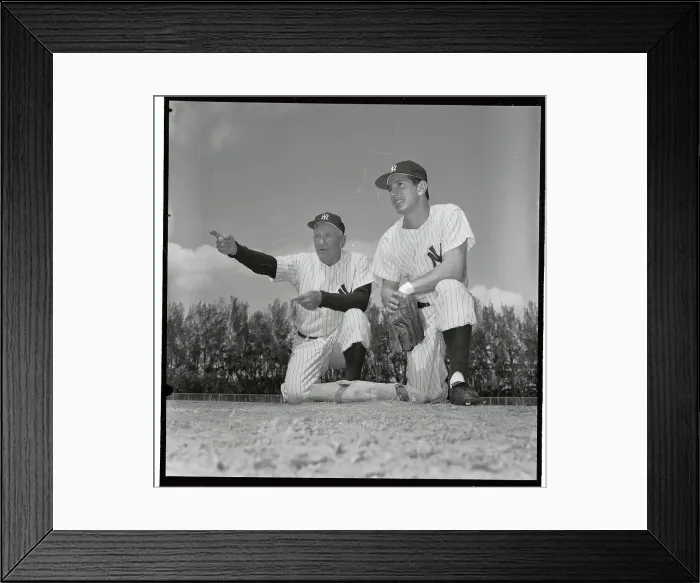 Framed Print : Casey Stengel and Billy Martin Kneeling and Conversing on Field Framed Print : Casey Stengel and Billy Martin Kneeling and Conversing on Field