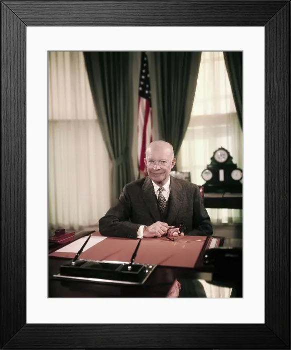 Framed Print : President Eisenhower Sitting at Desk in Oval Office Framed Print : President Eisenhower Sitting at Desk in Oval Office