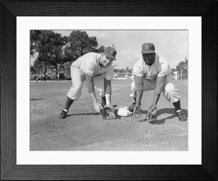 Framed Print : Randy Jackson and Jackie Robinson Both Playing Base Framed Print : Randy Jackson and Jackie Robinson Both Playing Base