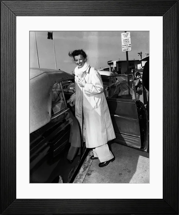 Framed Print : Katharine Hepburn Getting into Car