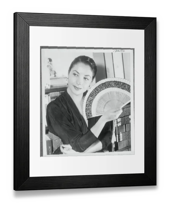 Framed Print : Josanne Mariani Posing With Fan Framed Print : Josanne Mariani Posing With Fan