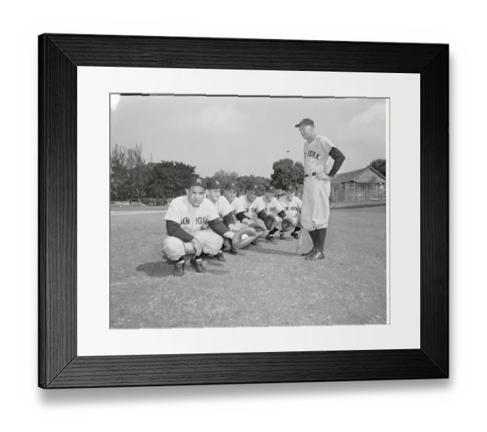 Framed Print : Portrait of Yankees Catchers with Coach Framed Print : Portrait of Yankees Catchers with Coach