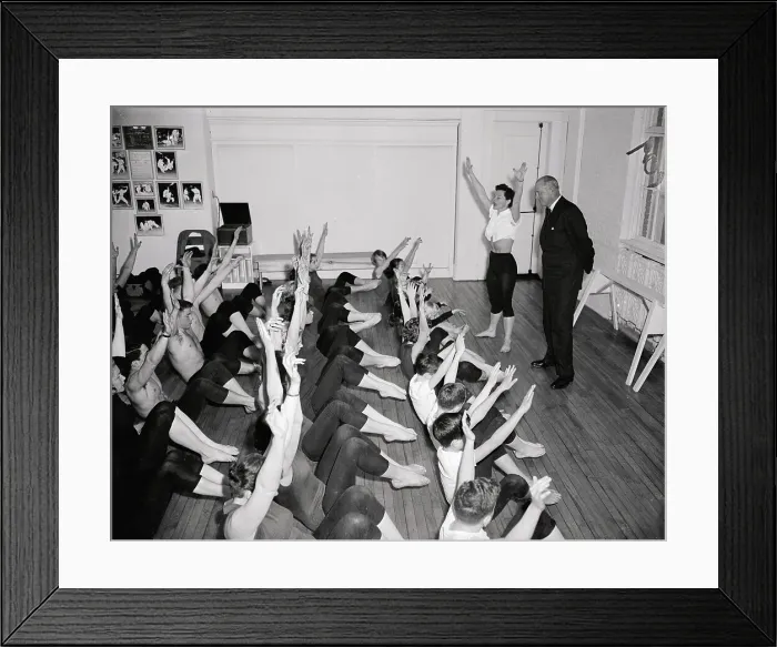 Framed Print : Bonnie Prudeen Giving an Exercise Demonstration Framed Print : Bonnie Prudeen Giving an Exercise Demonstration
