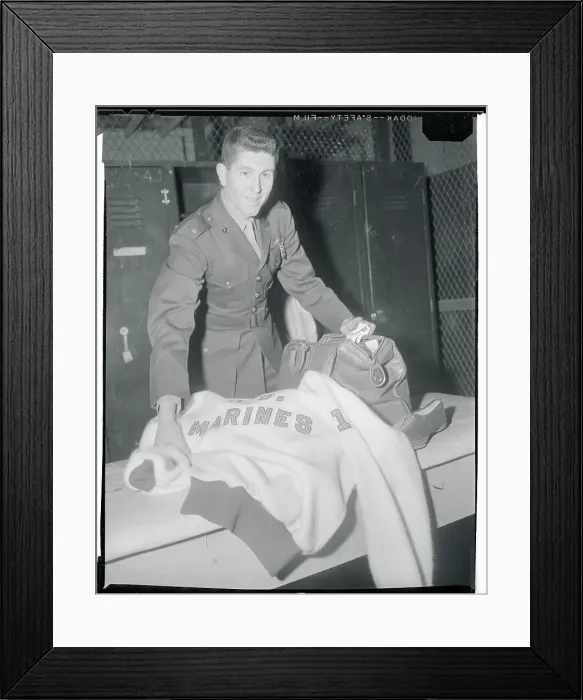 Framed Print : Wes Santee in Military Uniform and Gathering Goods for Travel Framed Print : Wes Santee in Military Uniform and Gathering Goods for Travel