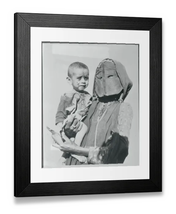 Framed Print : Arabian Woman Holding Infant Framed Print : Arabian Woman Holding Infant