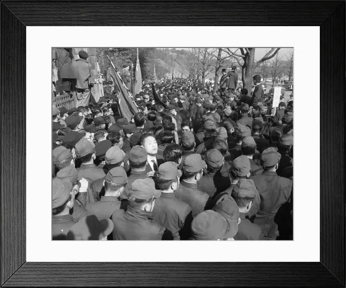 Framed Print : Tokyo Police Forming Barrier Against Demonstrators Framed Print : Tokyo Police Forming Barrier Against Demonstrators
