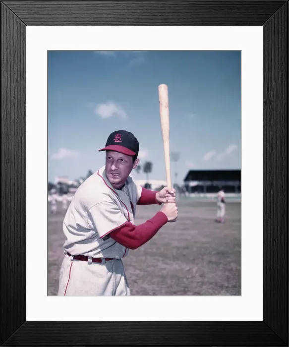 Framed Print : Stan Musial of St. Louis Cardinals Holding Baseball Bat in Position Framed Print : Stan Musial of St. Louis Cardinals Holding Baseball Bat in Position