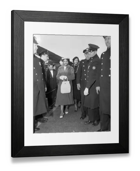 Framed Print : Autherine Lucy Walking Past Police Framed Print : Autherine Lucy Walking Past Police