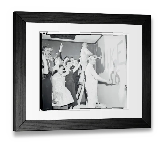 Framed Print : Supporters Painting Sign for Dwight Eisenhower Framed Print : Supporters Painting Sign for Dwight Eisenhower