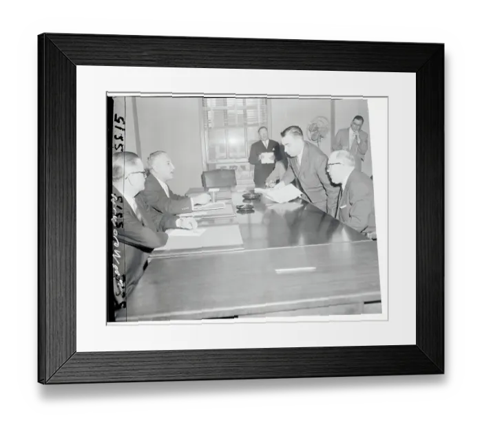 Framed Print : Julius Helfand Meeting With Colleagues Framed Print : Julius Helfand Meeting With Colleagues
