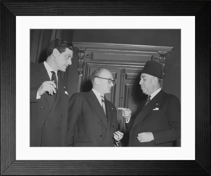 Framed Print : Guy Mollet with Premier Iahar Ben Ammar Framed Print : Guy Mollet with Premier Iahar Ben Ammar