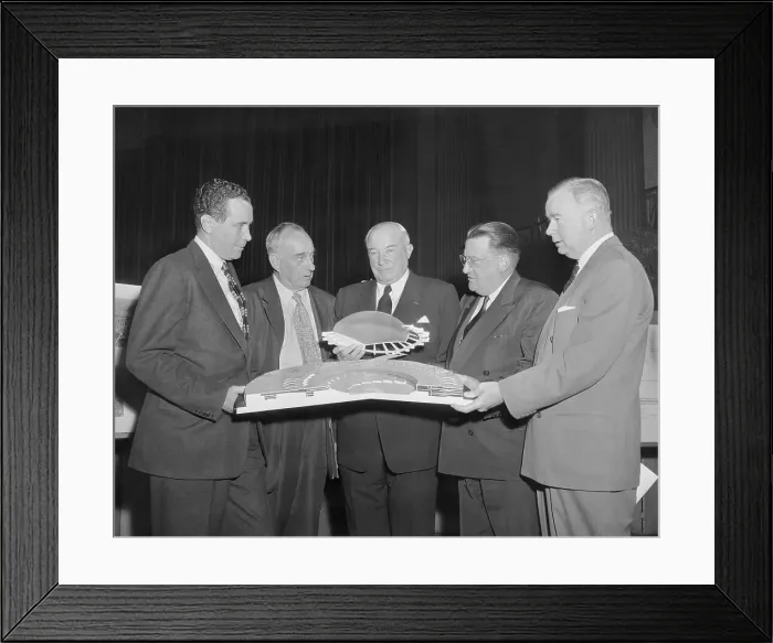 Framed Print : Officials Meeting to Discuss New Baseball Stadium Framed Print : Officials Meeting to Discuss New Baseball Stadium