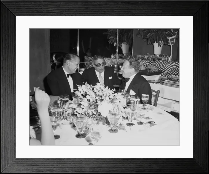 Framed Print : Aristotle Onassis Chatting with Nightclub Guests
