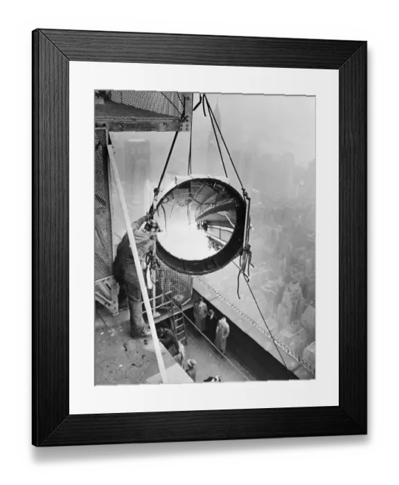 Framed Print : Workmen Install Light On Empire State Framed Print : Workmen Install Light On Empire State