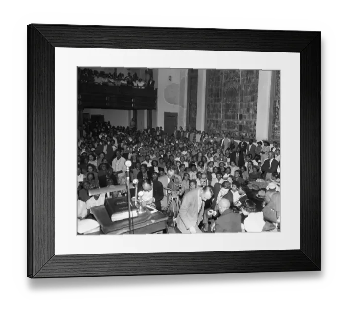 Framed Print : Crowd Cheering Bus Boycott Framed Print : Crowd Cheering Bus Boycott