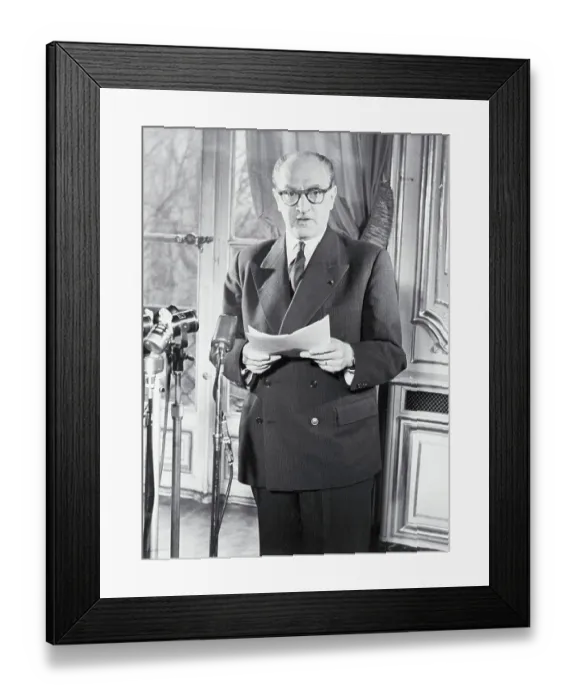 Framed Print : Guy Mollet Speaking on Radio