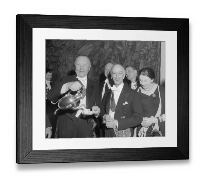 Framed Print : Konrad Adenauer with Gift from Antonio Segni Framed Print : Konrad Adenauer with Gift from Antonio Segni