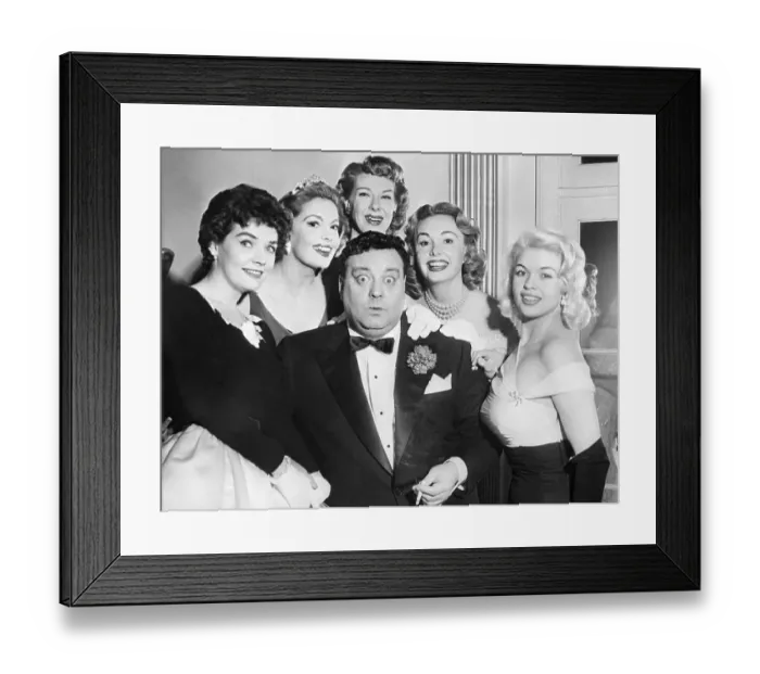 Framed Print : Jackie Gleason Surrounded by Beautiful Actresses Framed Print : Jackie Gleason Surrounded by Beautiful Actresses