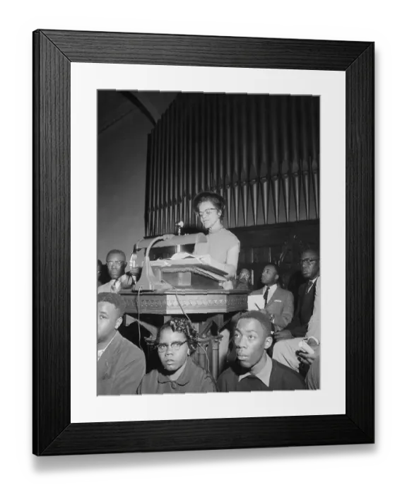 Framed Print : Bus Boycott Activist Speaking at Podium in Church Framed Print : Bus Boycott Activist Speaking at Podium in Church