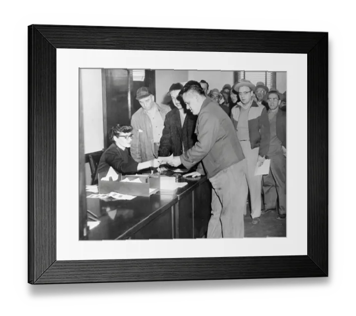 Framed Print : Westinghouse Electric Corp. Employees Filing for Unemployment Compensation