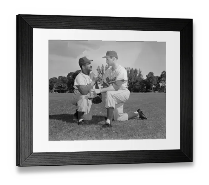 Framed Print : Catcher Roy Campanella Talks with Pitcher Sandy Koufax Framed Print : Catcher Roy Campanella Talks with Pitcher Sandy Koufax