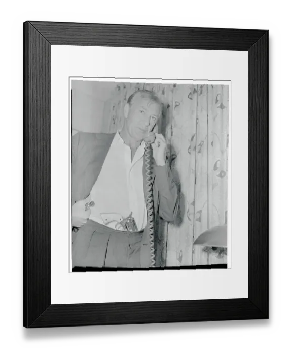Framed Print : Gary Cooper Talking on Phone Framed Print : Gary Cooper Talking on Phone
