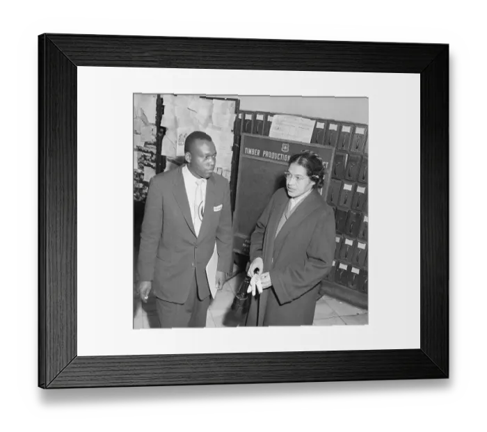 Framed Print : Rosa Parks Leaving with Attorney Langford Framed Print : Rosa Parks Leaving with Attorney Langford