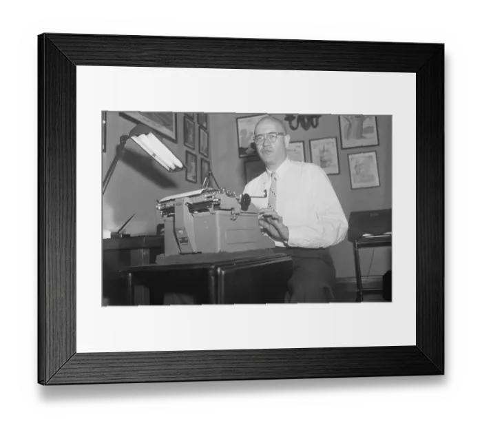 Framed Print : Richard Neuberger Sitting at His Typewriter Framed Print : Richard Neuberger Sitting at His Typewriter
