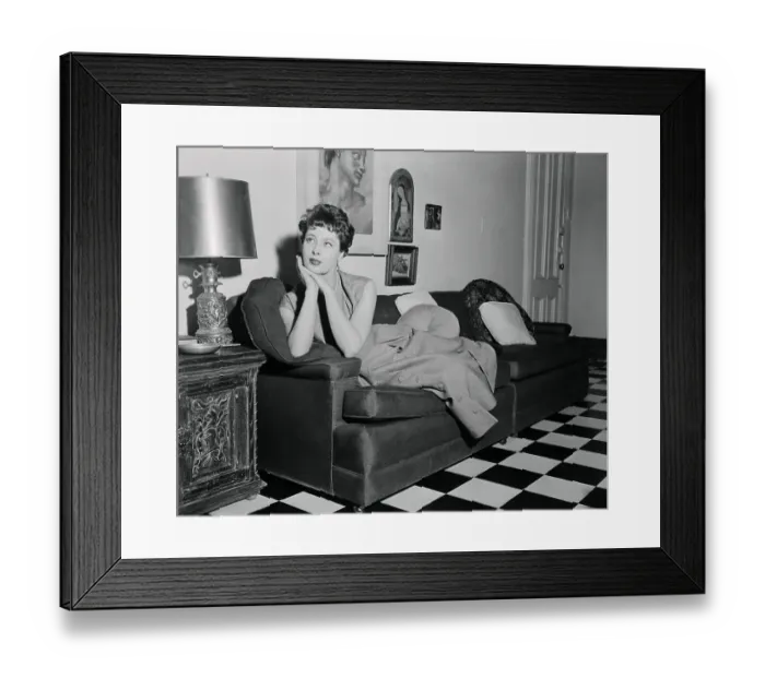 Framed Print : Rita Gam on Sofa Framed Print : Rita Gam on Sofa