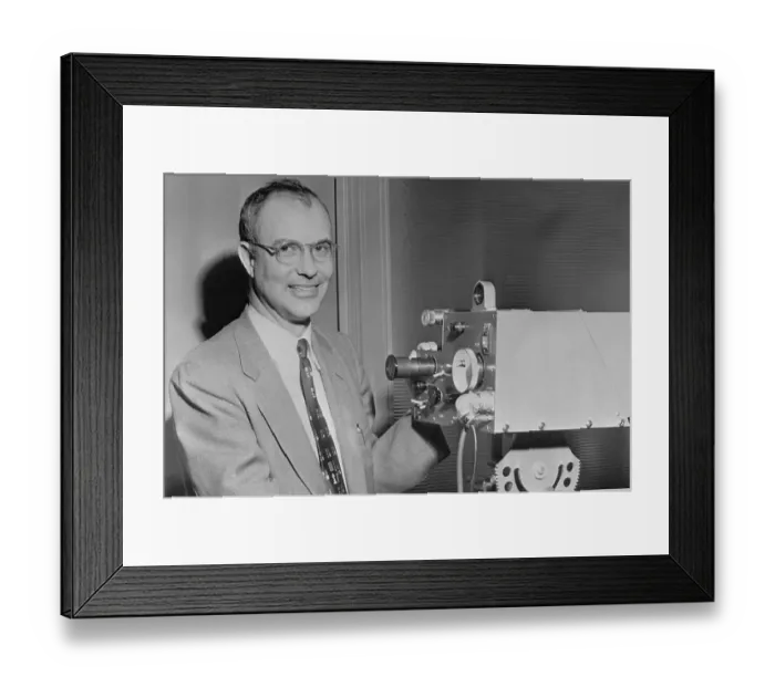 Framed Print : Physicist with Infrared Camera Framed Print : Physicist with Infrared Camera