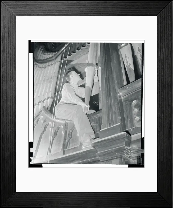 Framed Print : Ludwig Hellriegel Repairing Pipe Organ Framed Print : Ludwig Hellriegel Repairing Pipe Organ