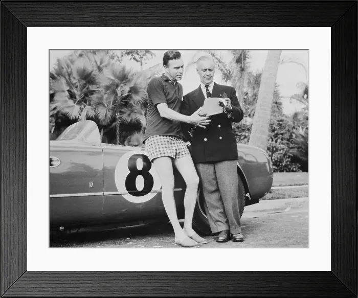 Framed Print : Profirio Rubirosa and AE Ulmann Leaning on Ferrari Framed Print : Profirio Rubirosa and AE Ulmann Leaning on Ferrari