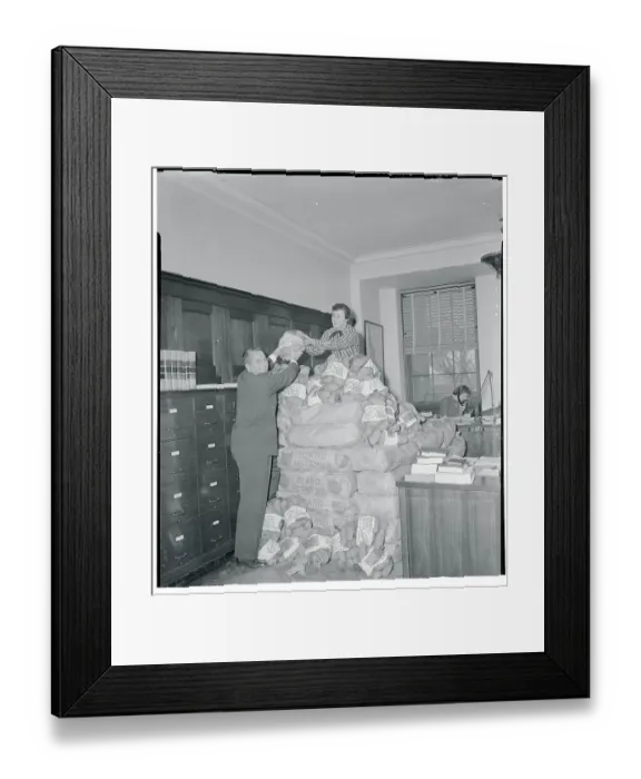 Framed Print : Hamer Budge Stacking Bags of Potatoes Framed Print : Hamer Budge Stacking Bags of Potatoes
